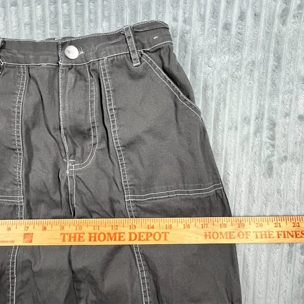 Rachel Paige Wide Leg Cargo Pants Women's S Elastic Waist‎ Baggy Skater Gray